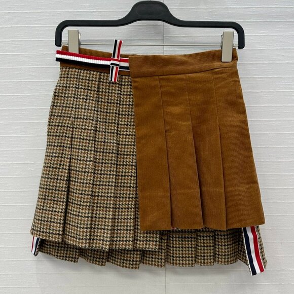 Thom Browne Dresses & Skirts - Thom Browne Gunclub Check Cheviot Tweed Pleated Mini Skirt
